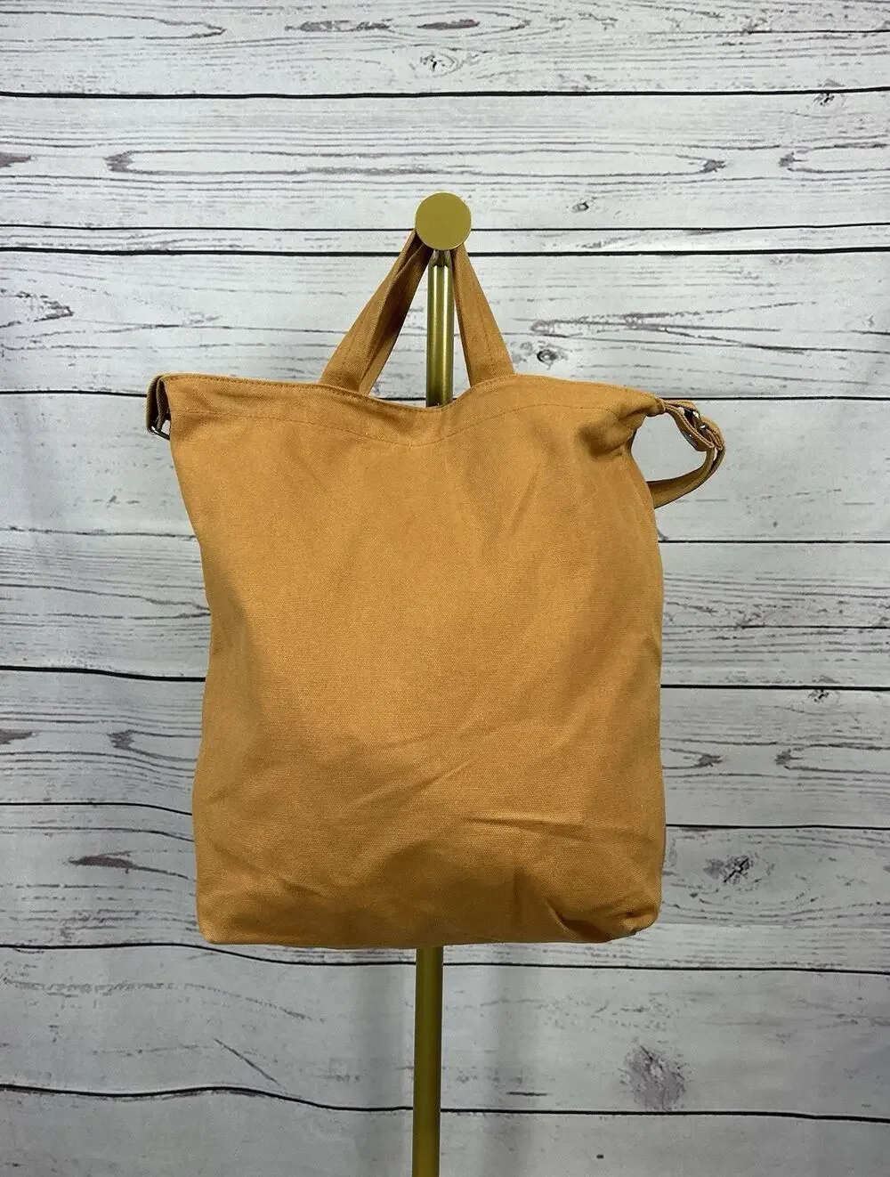 BAGGU Duck Bag Orange Canvas Tote Shoulder Bag Adjustable Strap Large